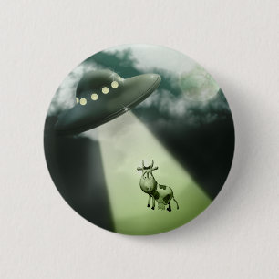 Bóton Redondo 5.08cm Botão cómico da abducção da vaca do UFO