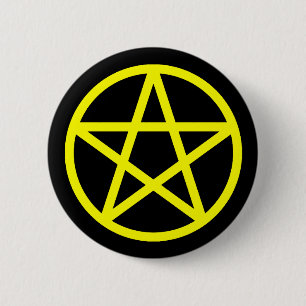 Bóton Redondo 5.08cm Botão contínuo preto amarelo do Pentacle