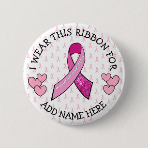 Bóton Redondo 5.08cm Botão cor-de-rosa personalizado do cancer