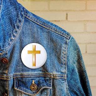 Bóton Redondo 5.08cm Botão Cruz Cristã