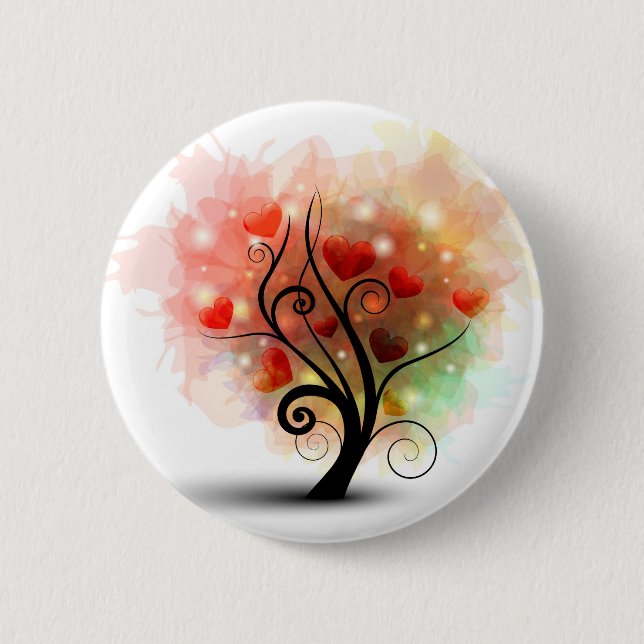 Bóton Redondo 5.08cm Botão da árvore do coração (Frente)