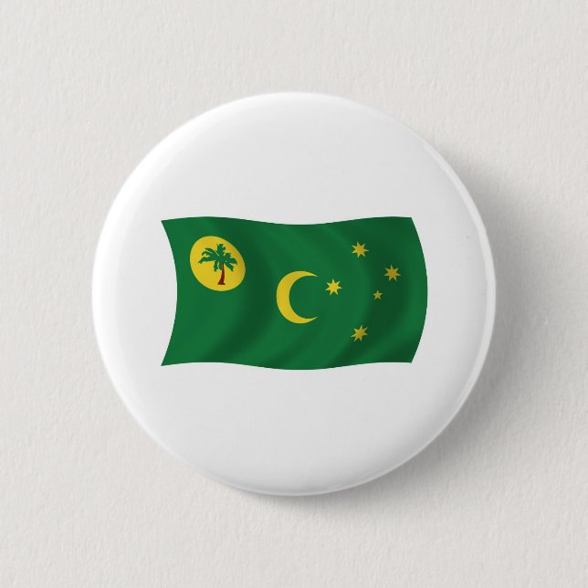 Bóton Redondo 5.08cm Botão da Bandeira das Ilhas Cocos (Frente)