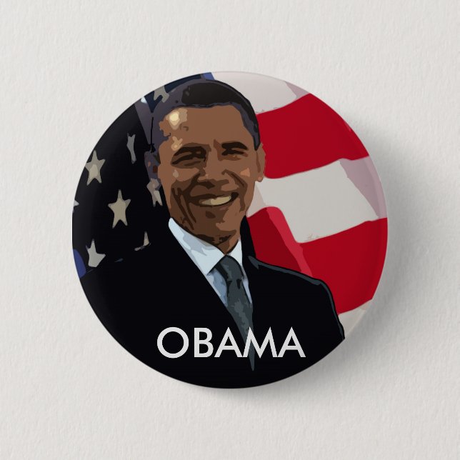 Bóton Redondo 5.08cm Botão da bandeira de Barack Obama (Frente)