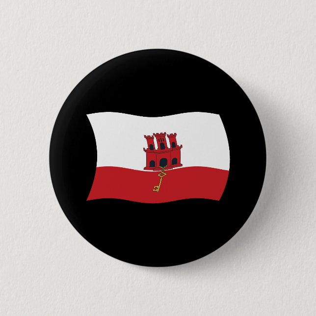 Bóton Redondo 5.08cm Botão da Bandeira de Gibraltar (Frente)