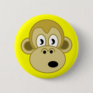 Bóton Redondo 5.08cm Botão da cara do macaco - amarelo