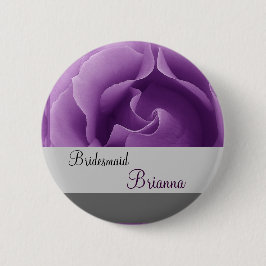 Bóton Redondo 5.08cm Botão da DAMA DE HONRA com rosa do ROXO