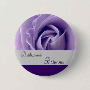 Bóton Redondo 5.08cm Botão da DAMA DE HONRA com rosa do ROXO