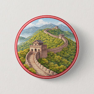 Bóton Redondo 5.08cm Botão da Grande Muralha da China