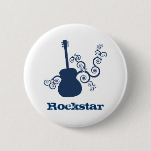Bóton Redondo 5.08cm Botão da guitarra de Rockstar, azul marinho