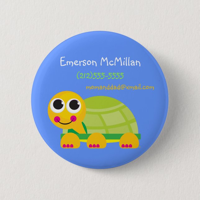 Bóton Redondo 5.08cm Botão da identificação da tartaruga (Frente)