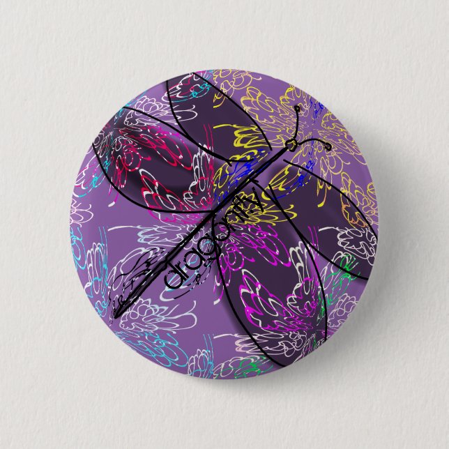 Bóton Redondo 5.08cm Botão da libélula (Frente)