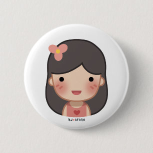 Bóton Redondo 5.08cm Botão da menina da HJ-História