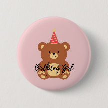 Botão da Menina de Aniversário