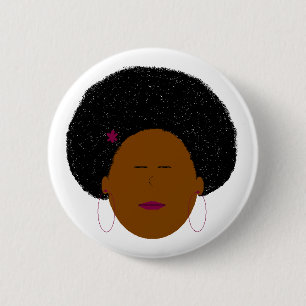 Bóton Redondo 5.08cm Botão da menina do Afro