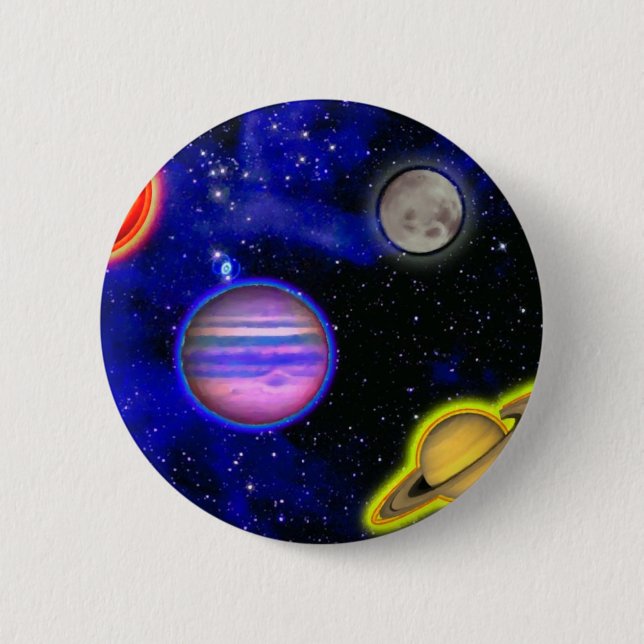 Bóton Redondo 5.08cm Botão da pintura do espaço (Frente)
