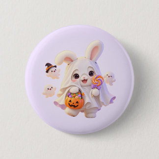 Bóton Redondo 5.08cm Botão de Alfinete de Coelho Fantasma Fofo de Hallo