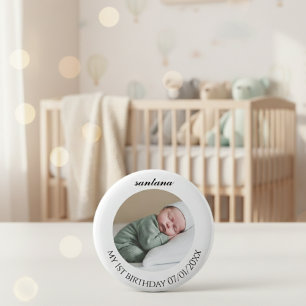 Bóton Redondo 5.08cm Botão de aniversário de foto de bebê personalizado