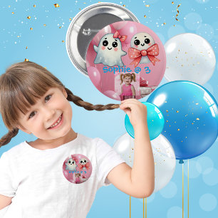 Bóton Redondo 5.08cm Botão de Aniversário Infantil Fantasma Pastel Fofo