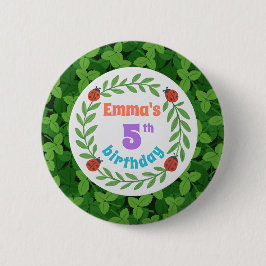Bóton Redondo 5.08cm Botão de Aniversário Personalizado Ladybug & Leaf 