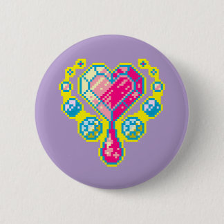 Bóton Redondo 5.08cm Botão de Arte de Pixel de Gem Coração