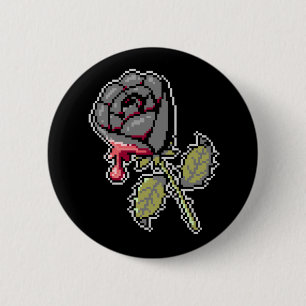 Bóton Redondo 5.08cm Botão de Arte de Pixel Vermelho Pintado com Rosa p