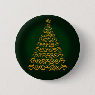 Bóton Redondo 5.08cm Botão de Árvore de Natal Verde Elegante