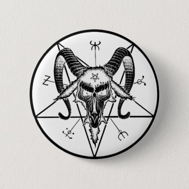 Bóton Redondo 5.08cm Botão de Baphomet/Pin (Frente)