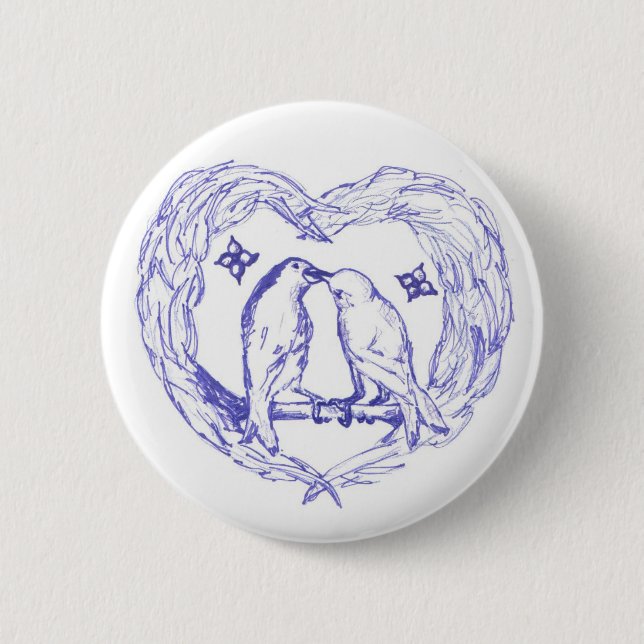 Bóton Redondo 5.08cm Botão de Beijo de Aves (Frente)