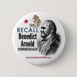 Bóton Redondo 5.08cm Botão de Benedict Arnold Schwarzenegger do aviso