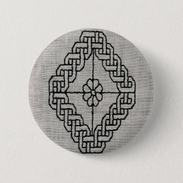 Bóton Redondo 5.08cm botão de bordado blackwork