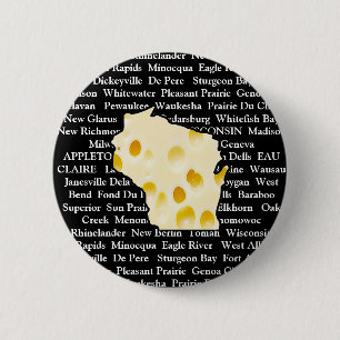 Bóton Redondo 5.08cm Botão de Cabeça de Queijo das Cidades de Wisconsin
