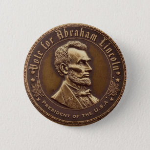 Bóton Redondo 5.08cm Botão de campanha Abraham Lincoln