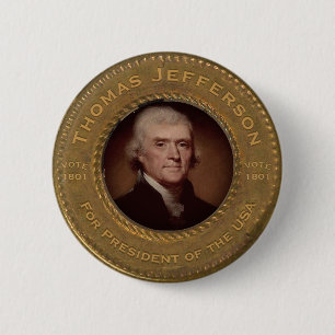 Bóton Redondo 5.08cm Botão de Campanha Thomas Jefferson