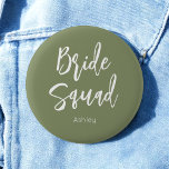 Bóton Redondo 5.08cm Botão de casamento branco verde-sálvia da Bride Sq<br><div class="desc">Botão Sage Green Bride Squad.  Confira nossa coleção da loja abaixo para encontrar itens correspondentes.</div>