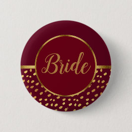 Bóton Redondo 5.08cm Botão de casamento da noiva Burgundy e Dourado