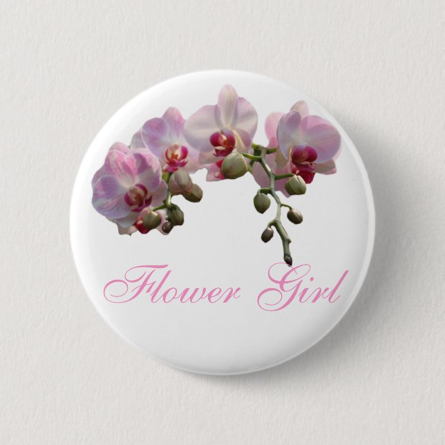 Bóton Redondo 5.08cm botão de casamento das flores de orquídea rosa (Frente)