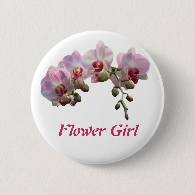 Bóton Redondo 5.08cm botão de casamento de flores de orquídea rosa (Frente)