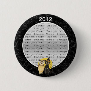 Bóton Redondo 5.08cm Botão de Casamento de Halloween de Cat & Owl