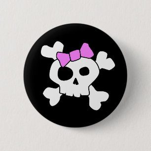 Bóton Redondo 5.08cm Botão de Caveira Girly Bonita