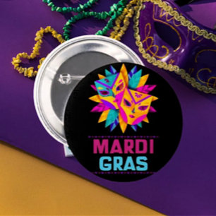 Bóton Redondo 5.08cm Botão de Celebração de Máscaras Mardi Gras