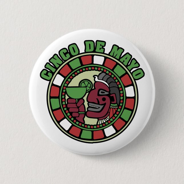 Bóton Redondo 5.08cm Botão de Cinco de Mayo (Frente)