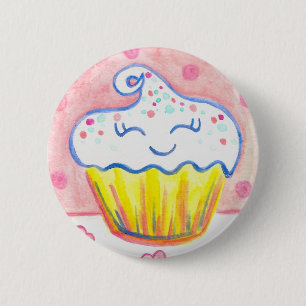 Bóton Redondo 5.08cm Botão de Cupcake Feliz do Dia dos Namorados
