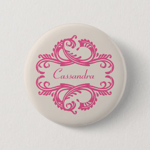 Bóton Redondo 5.08cm Botão de Damasco Chic Rosa