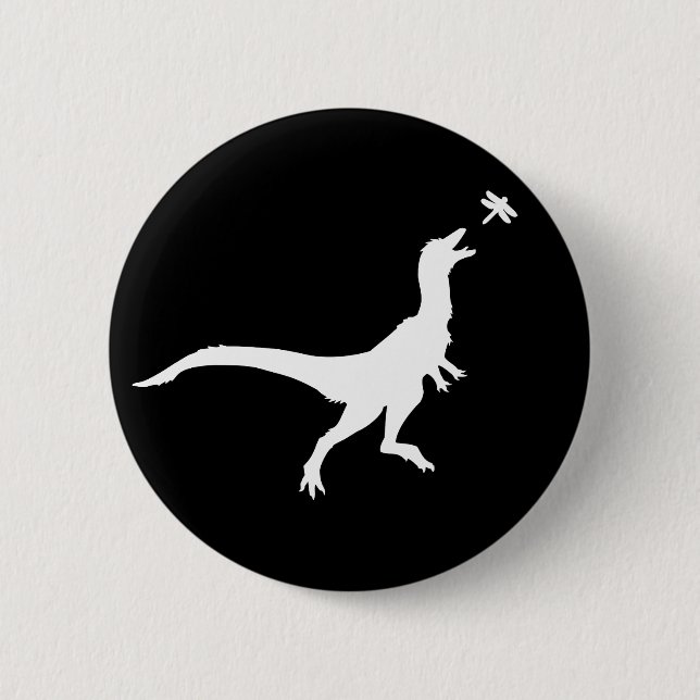 Bóton Redondo 5.08cm Botão de Dinossauro e Libélula (Frente)