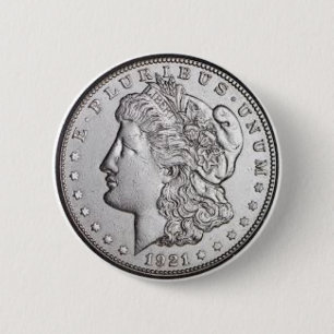 Bóton Redondo 5.08cm Botão de Dólar Morgan Silver