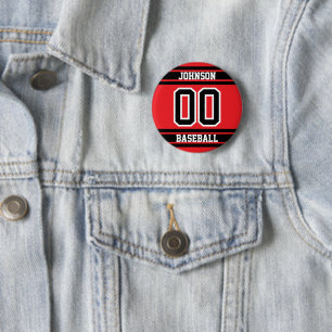 Bóton Redondo 5.08cm Botão de Esporte Personalizado com Listras Pretas