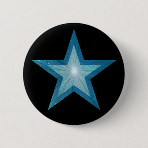Bóton Redondo 5.08cm Botão de estrela azul preto