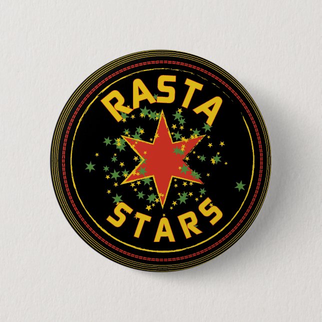Bóton Redondo 5.08cm Botão de Estrelas Rasta (Frente)