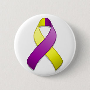 Bóton Redondo 5.08cm Botão de Fita de Consciência Roxo e Amarelo