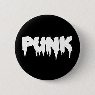Bóton Redondo 5.08cm Botão de fonte de impressão "Punk" preto-e-branc